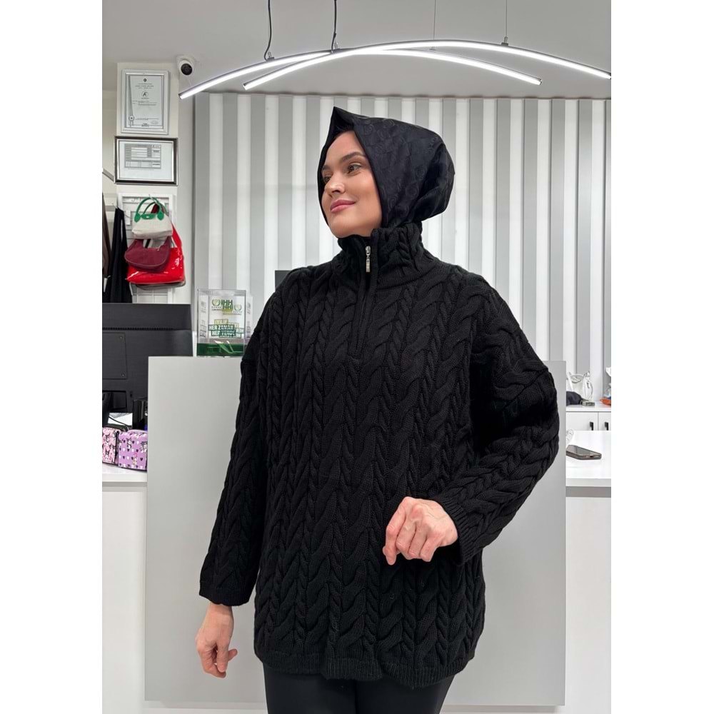 Balıkçı Yaka Örgü Triko 2394 - Siyah - TEK BEDEN - AZRA07051-56624