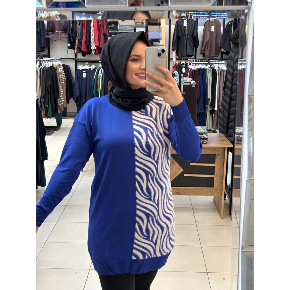 Zebra Tüylü Merserize Tunik 3284 - Gri - TEK BEDEN - AZRA07315-58211