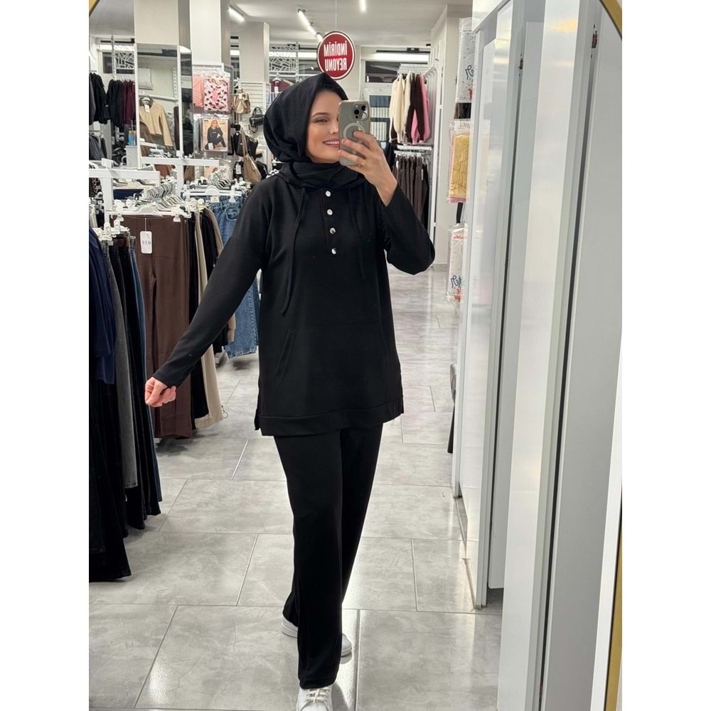 Çıtçıtlı Takım 1339 - Siyah - S-M - AZRA07343-Siyah-S-M