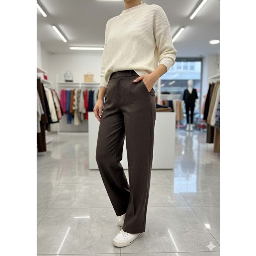 Kancalı Pantolon 9950 - Açık Kahve - S - AZRA07353-Açık Kahve-S