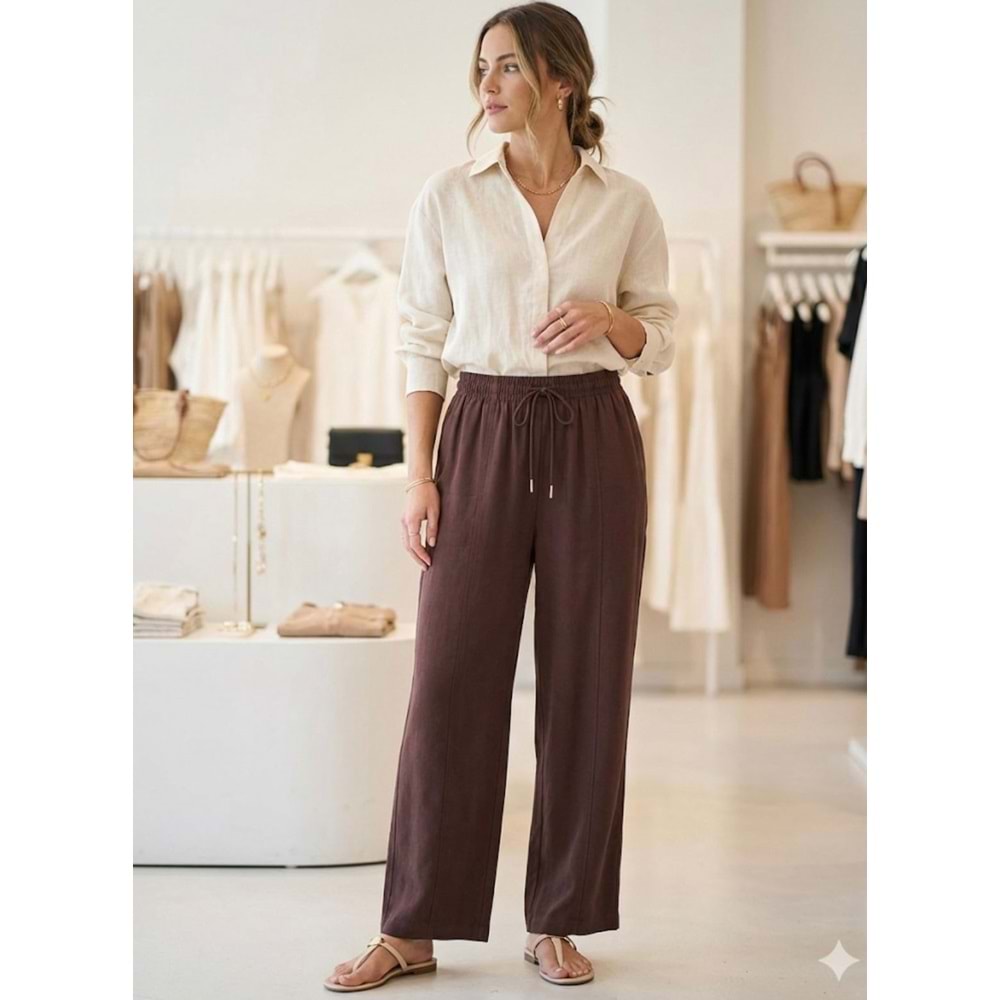 Konik Form Pantolon 36207 - Kahve Rengi - L - AZRA07396-58650