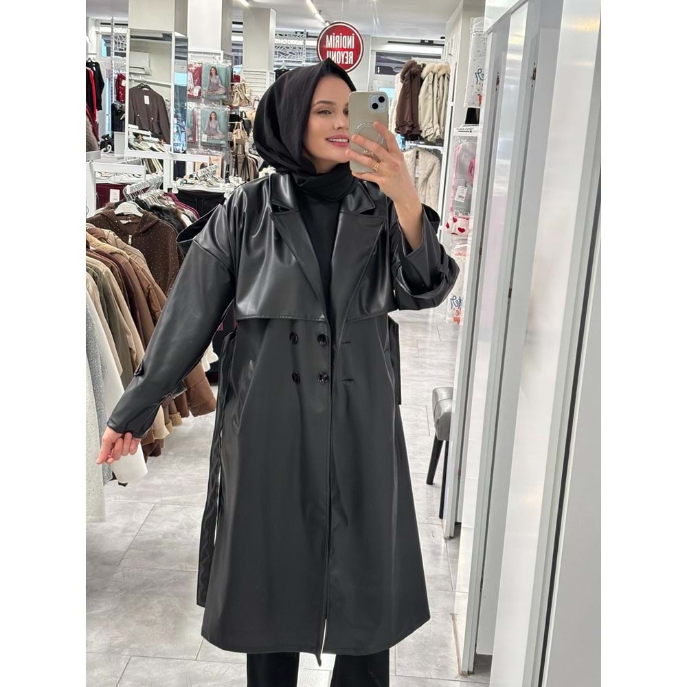 Apoletli Deri Ceket 99020 - Siyah - L - AZRA07447-Siyah-L