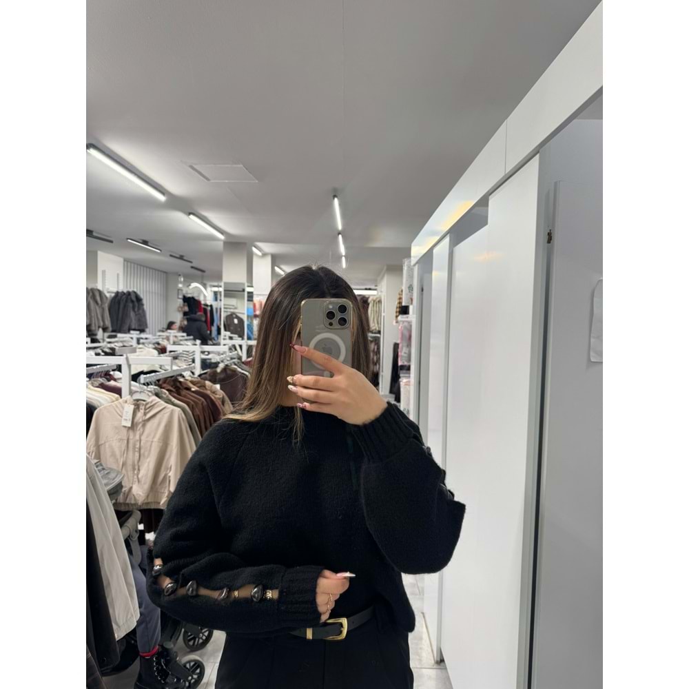 Kol Detaylı Triko Kazak 2574 - Siyah - TEK BEDEN - AZRA07499-59258