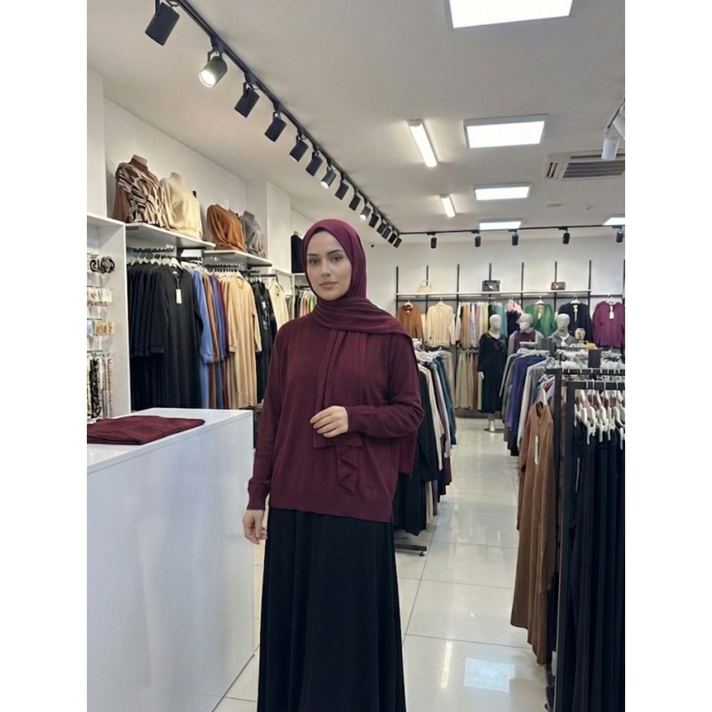 İtalyan Yaka Kazak 2189 - Bordo - TEK BEDEN - AZRA07501-59265