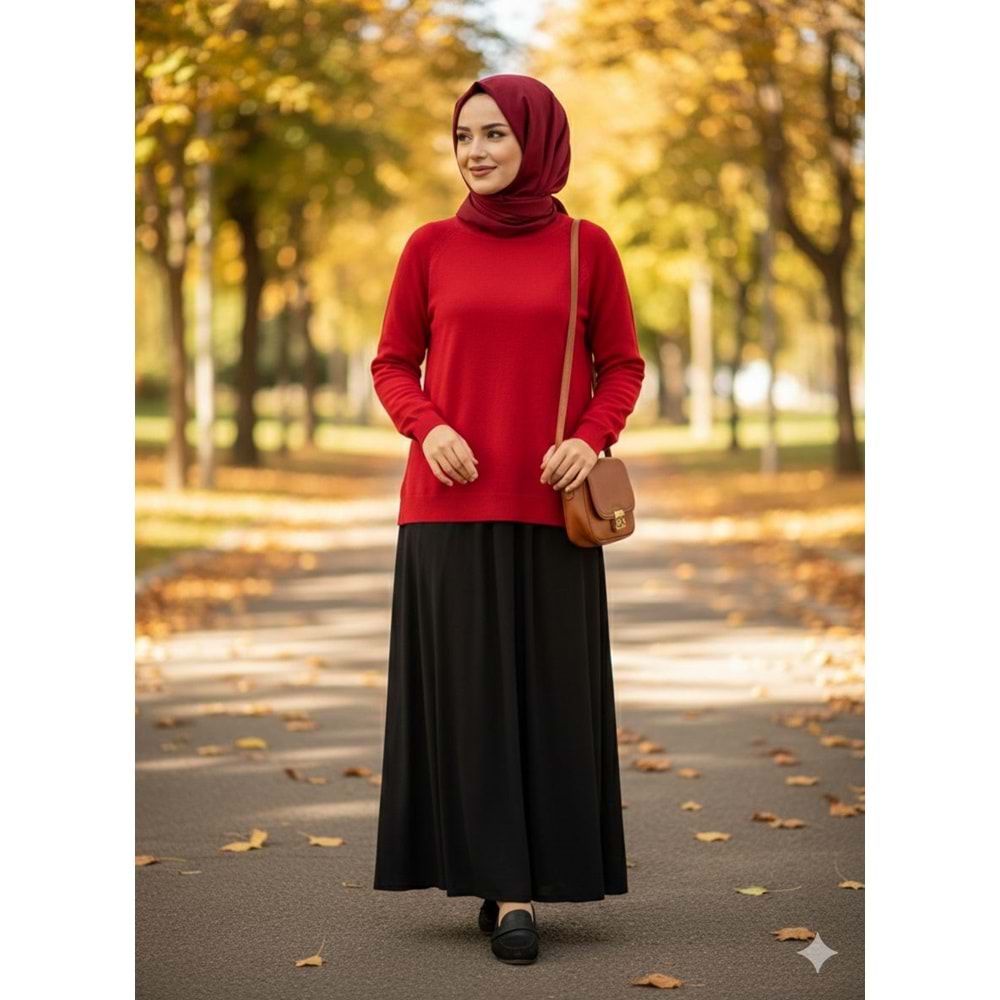 İtalyan Yaka Kazak 2189 - Kırmızı - TEK BEDEN - AZRA07501-59266