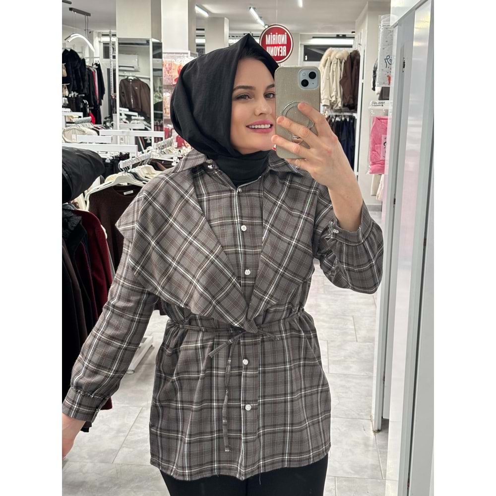 Ekose Gömlek 1192 - Gri - L