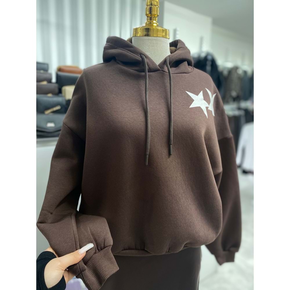 Yıldızlı Sweat 167 - Acı Kahve - S-M