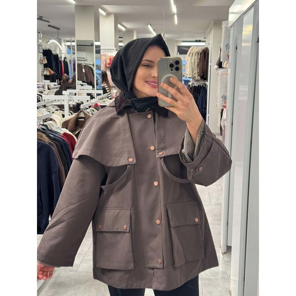 Pelerinli Kaban 250630 - Kahve Rengi - L