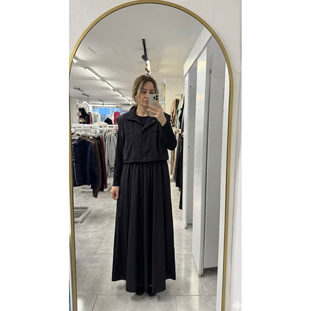 Çıkma Yelekli Elbise 34364 - Siyah - M - AZRA07603-59740