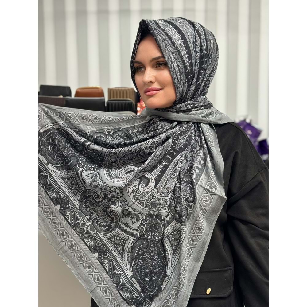 Büyük Etnik Desen Şal 1348 - Gri - TEK BEDEN - AZRA07683-60064