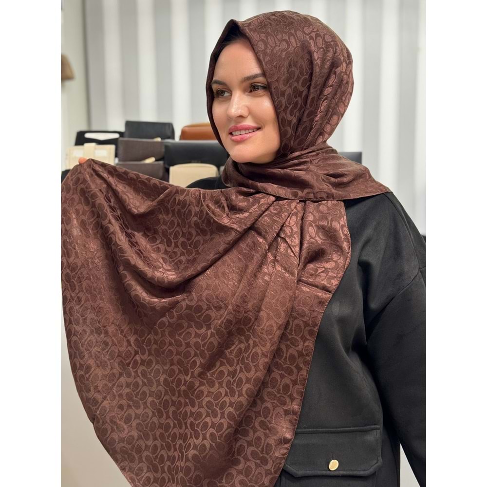 Çift C Desen Şal 1350 - Çikolata - TEK BEDEN - AZRA07684-60076