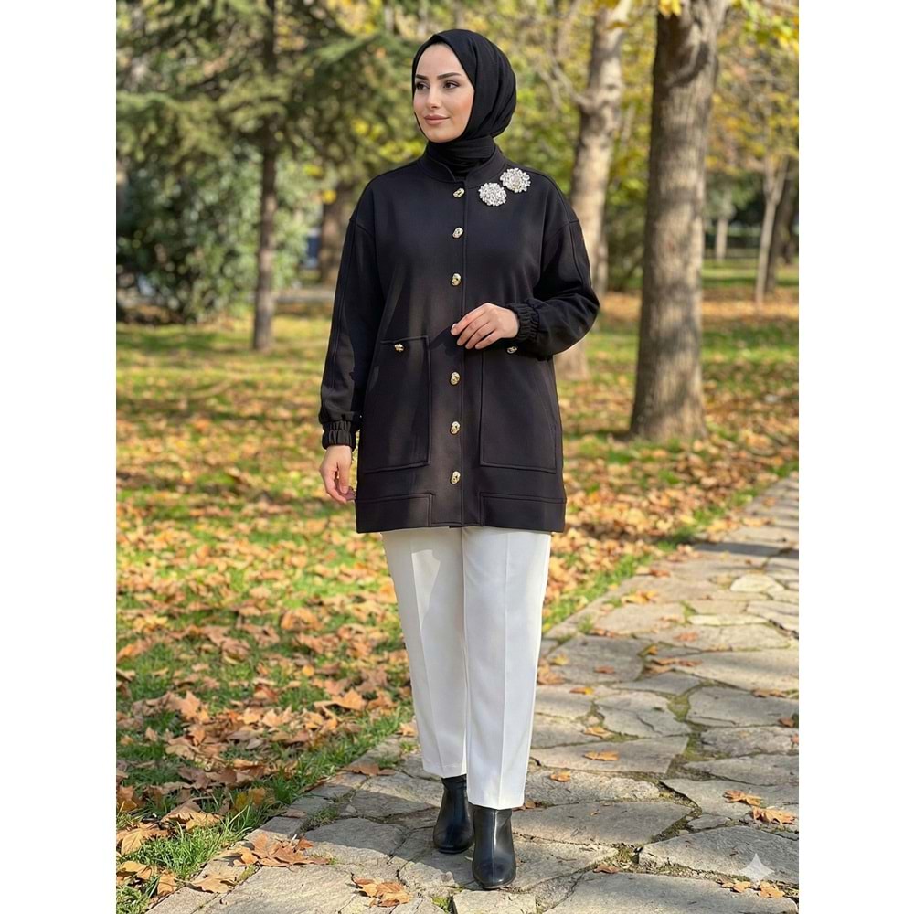 Taşlı Modal Kap 1458 - Siyah - L