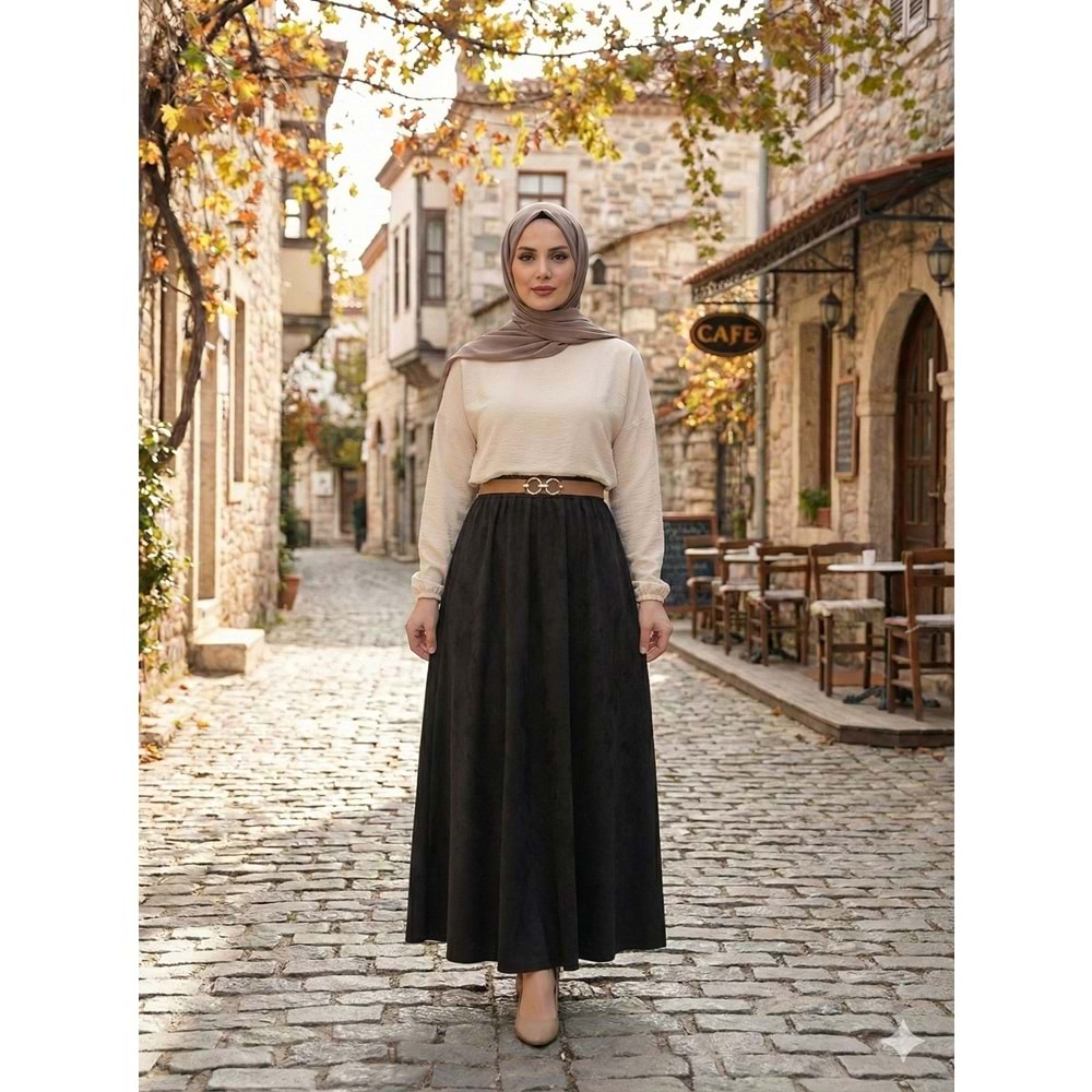 Kemerli Etek 5008 - Siyah - S