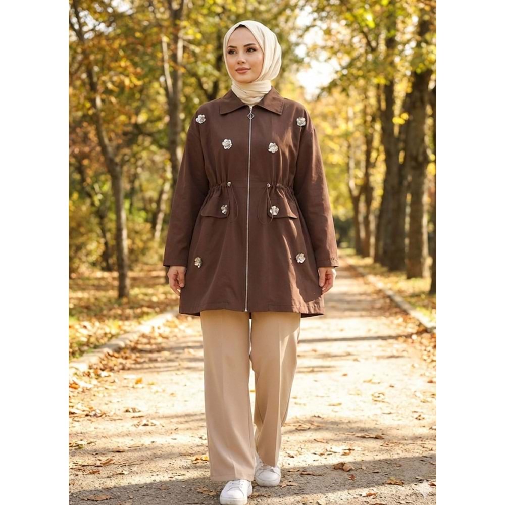 Çiçekli Kap 140237 - Acı Kahve - 40