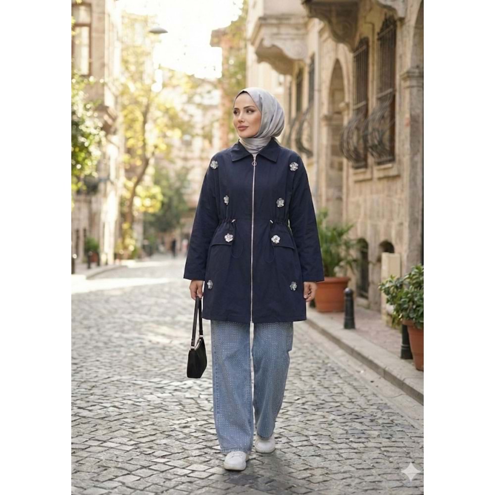 Çiçekli Kap 140237 - Lacivert - 40