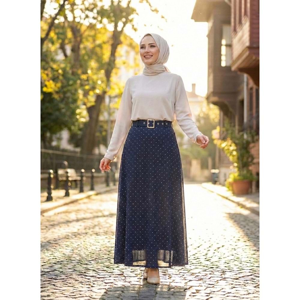 Pullu Etek 180023 - Lacivert - 40