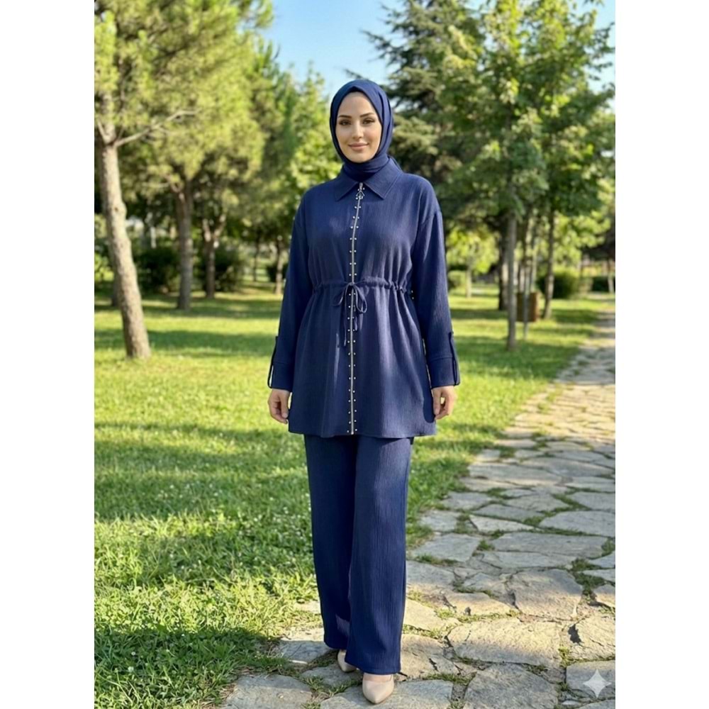 Taşlı Fermuarlı Takım 120341 - Lacivert - 40