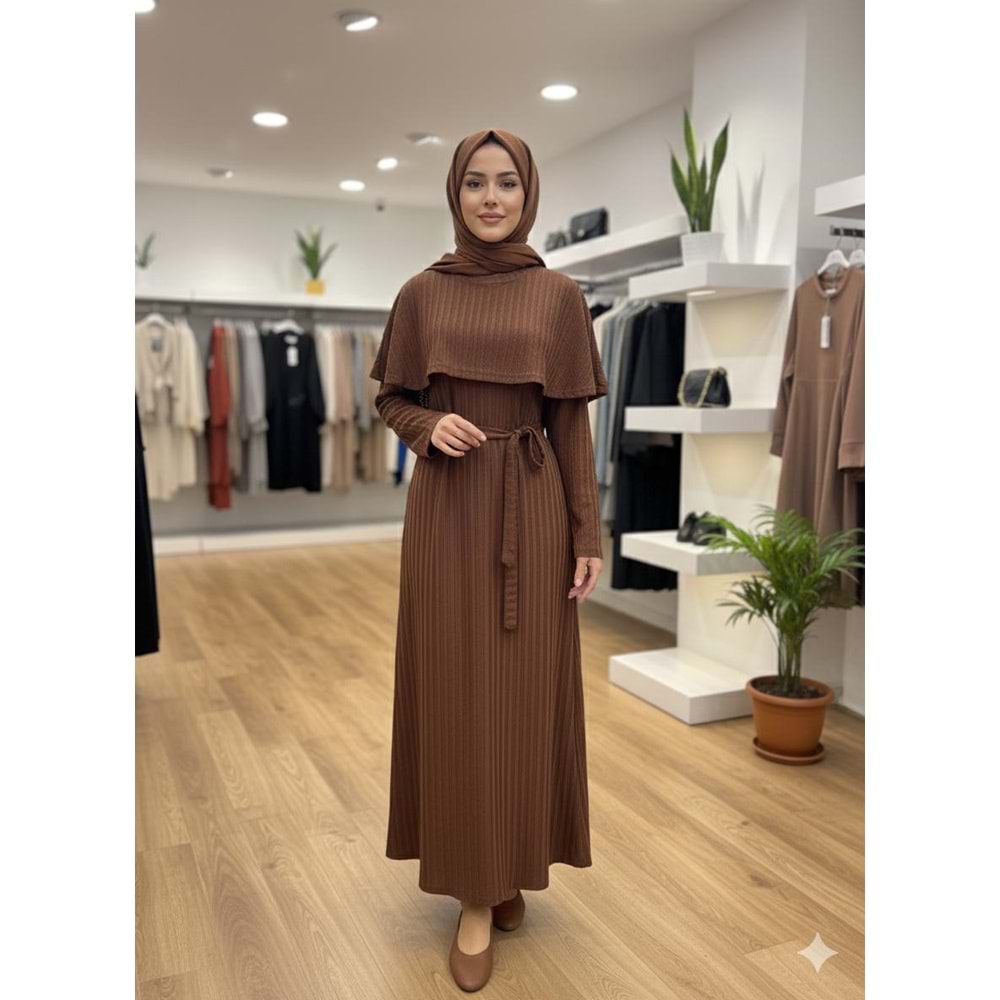 Pelerinli Elbise 1124 - Kiremit - S