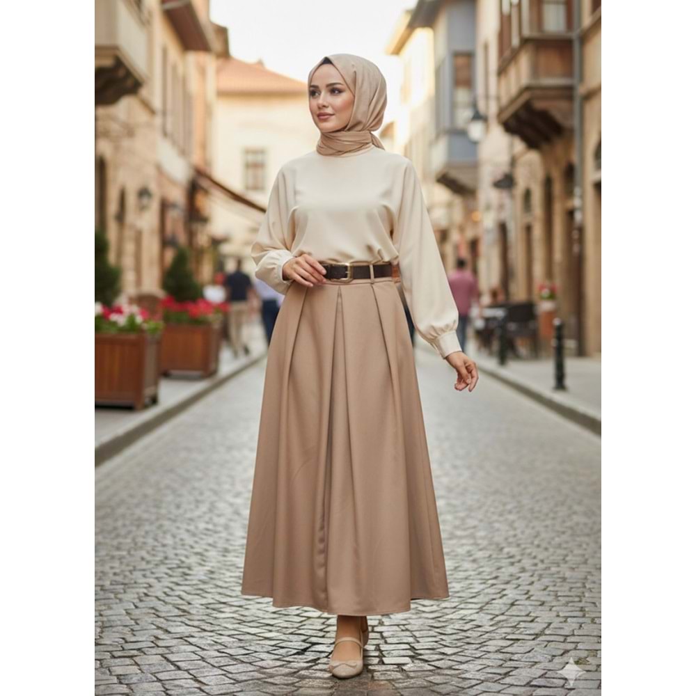 Poliviskon Kemerli Etek 3360 - Camel - M