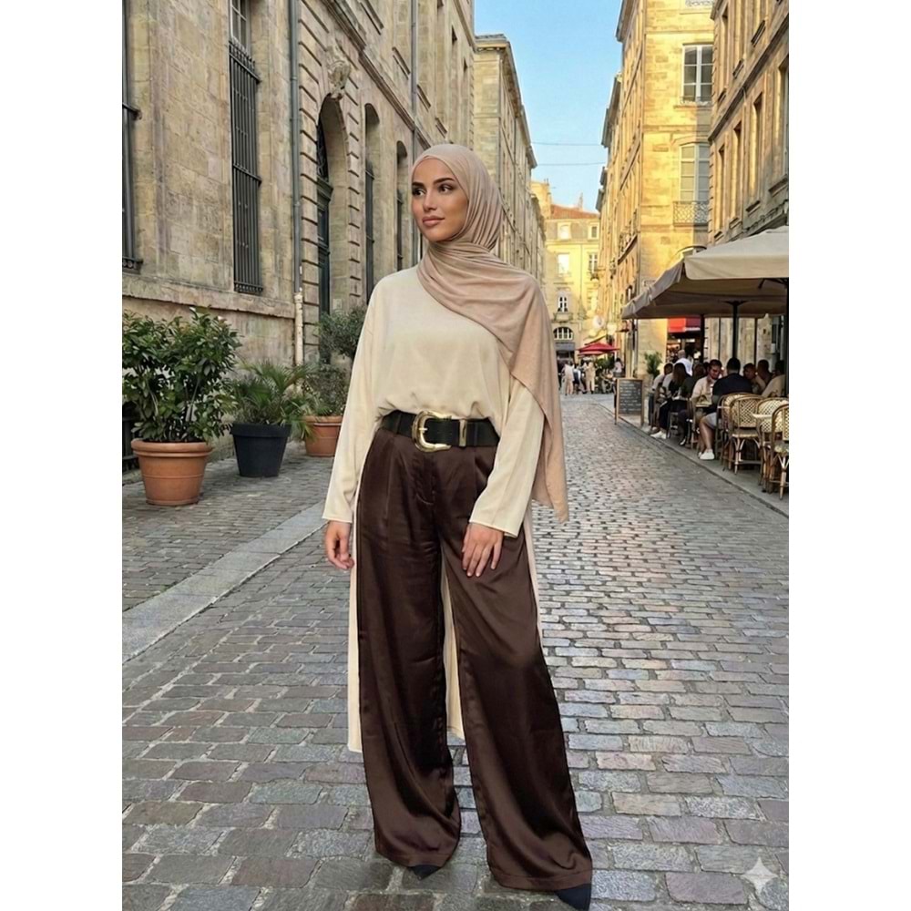 Saten Pantolon 51267 - Acı Kahve - S