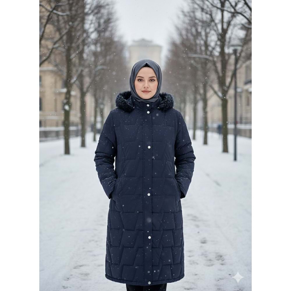 Baklavalı Şişme Mont 2600 - Lacivert - 40