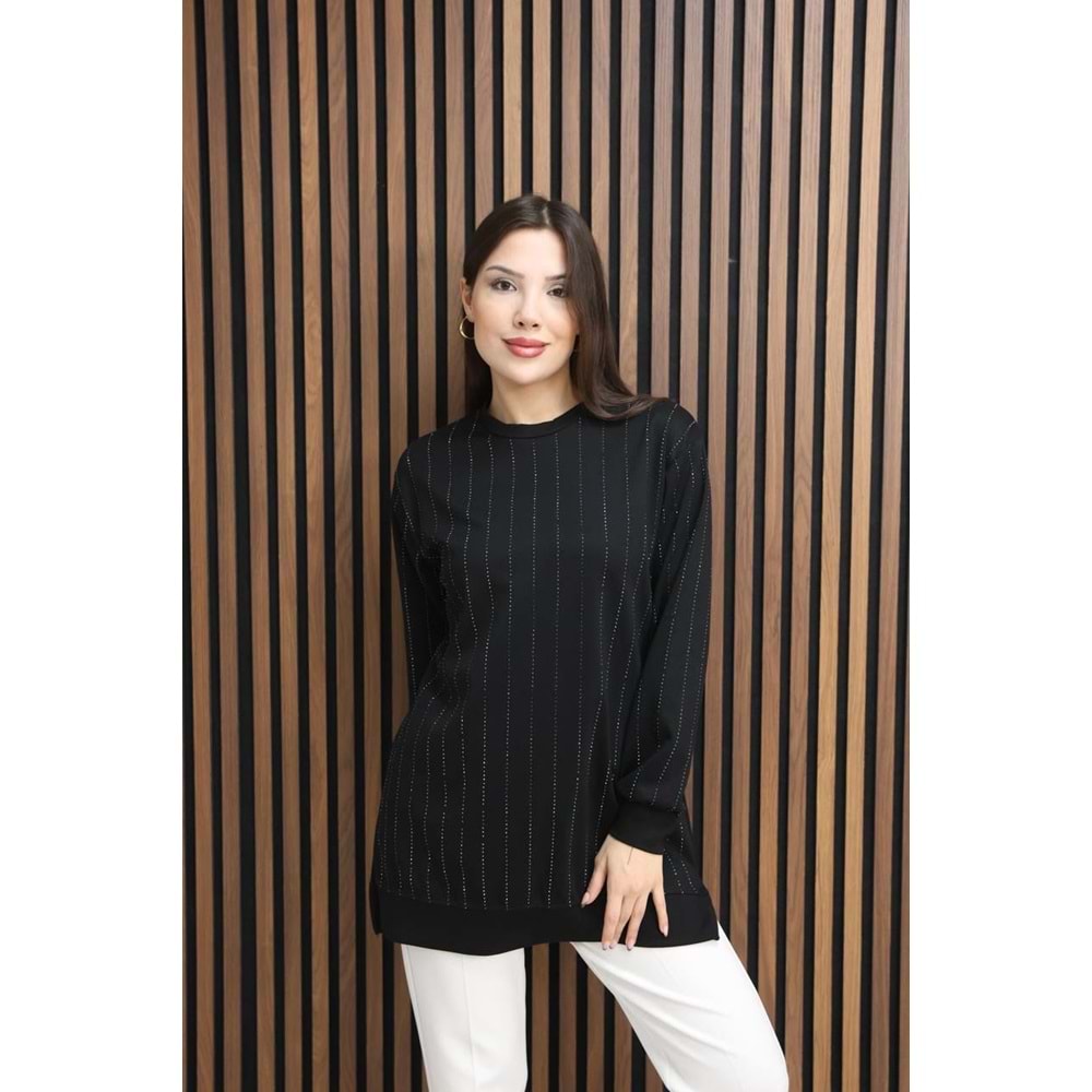 Şerit Taşlı Oysho Kumaş Tunik 26812 - Siyah - S - AZRA07789-60869