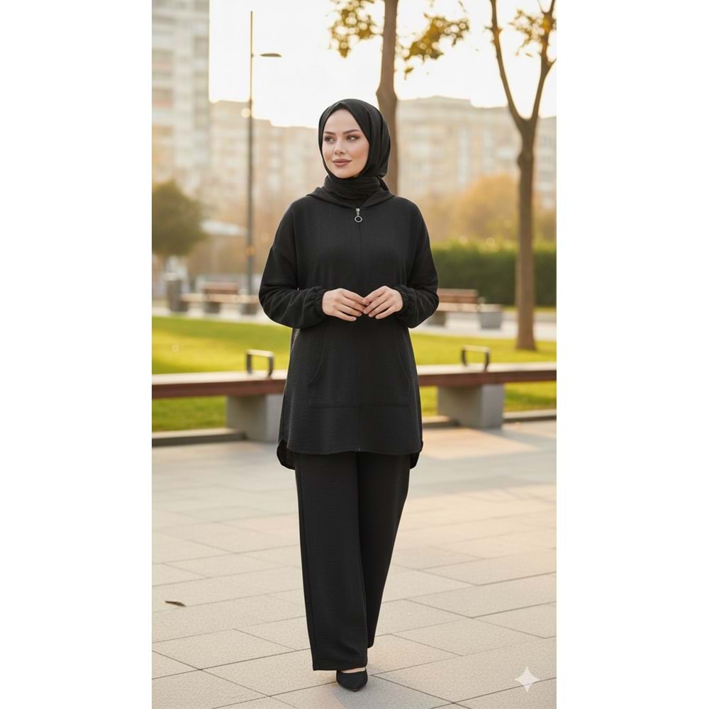 Fermuarlı Takım 24925 - Siyah - L - AZRA07801-61055