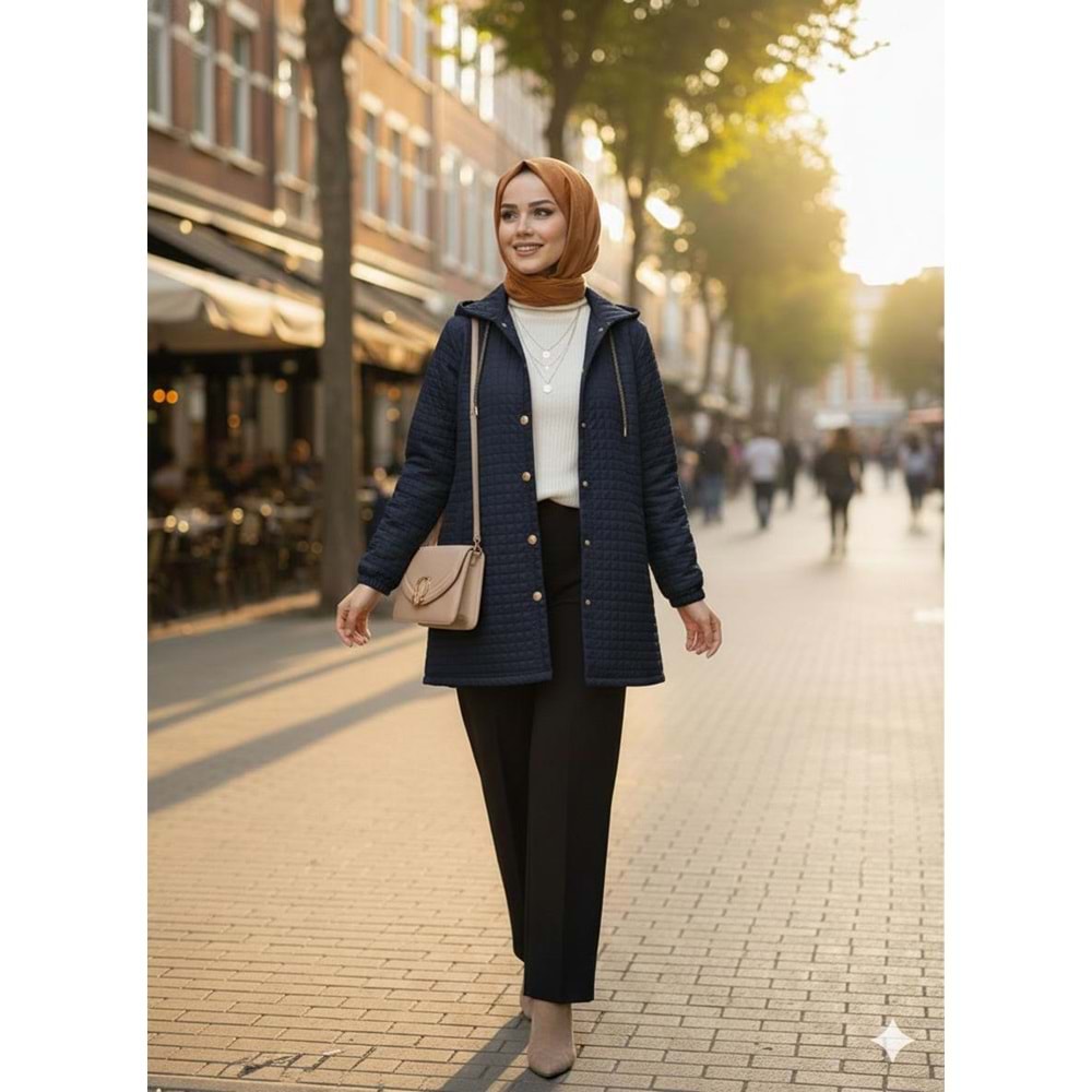 Kısa Kapitone Kap 1746 - Lacivert - 3XL - AZRA07810-61136