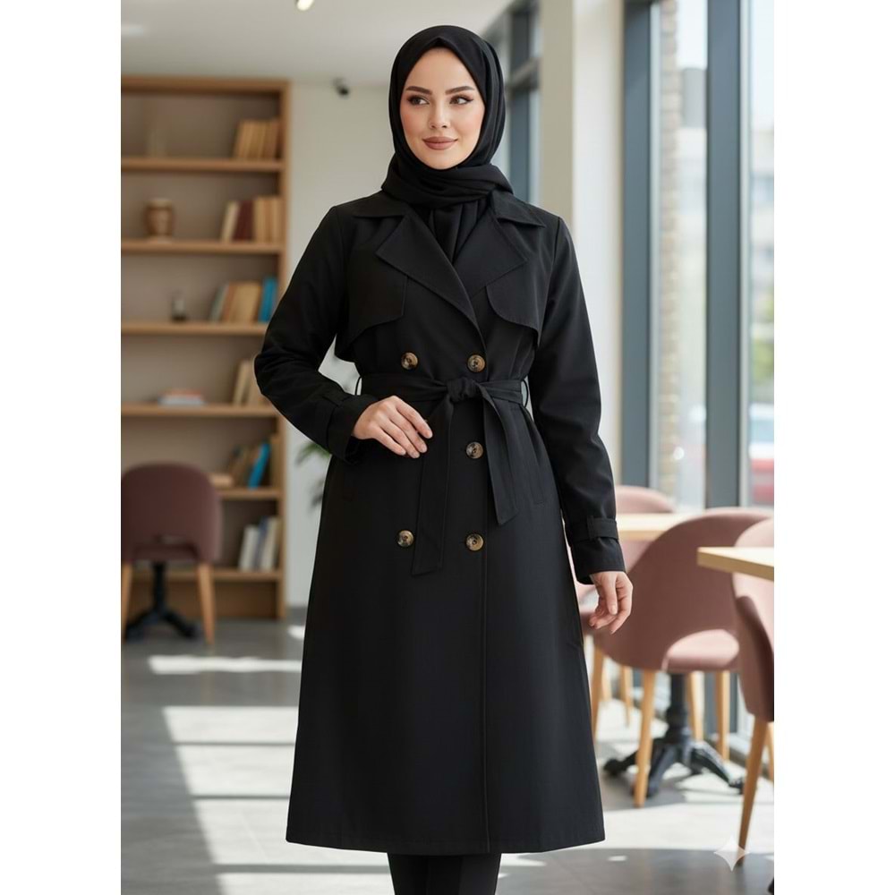 Kuşaklı Trenç 1301 - Siyah - S - AZRA07812-61176