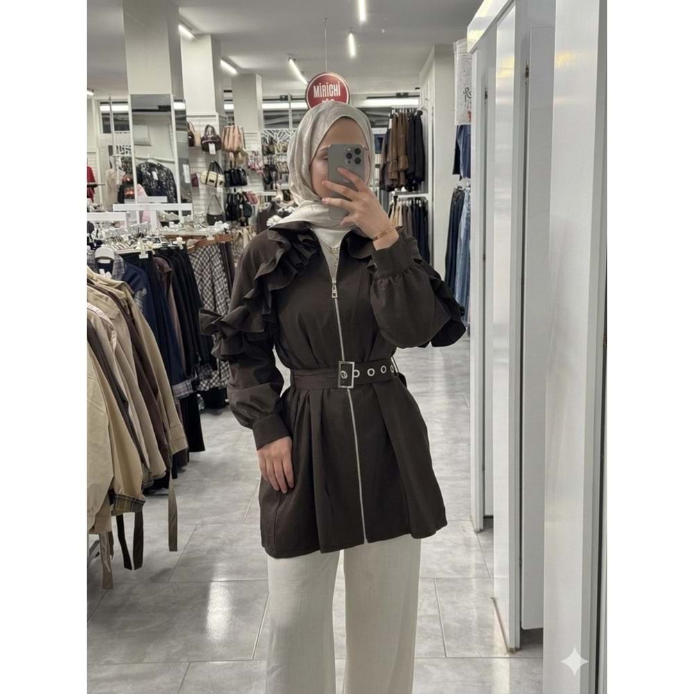 Fırfırlı Kap 32456 - Acı Kahve - L-XL