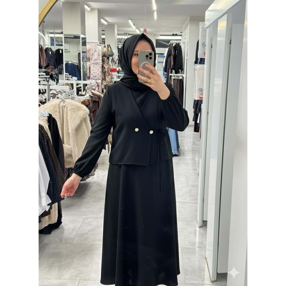 Dabıl Yelekli Elbise 1217 - Siyah - S