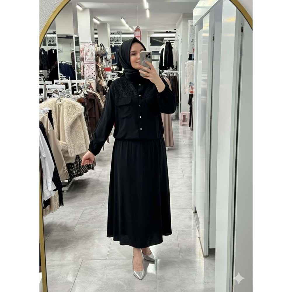 Güpürlü Etekli Takım 120389 - Siyah - 40 - AZRA07879-61739