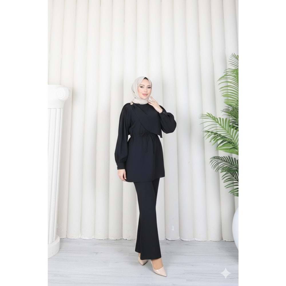 Beli Tünelli Modal Takım 22847 - Siyah - S-M
