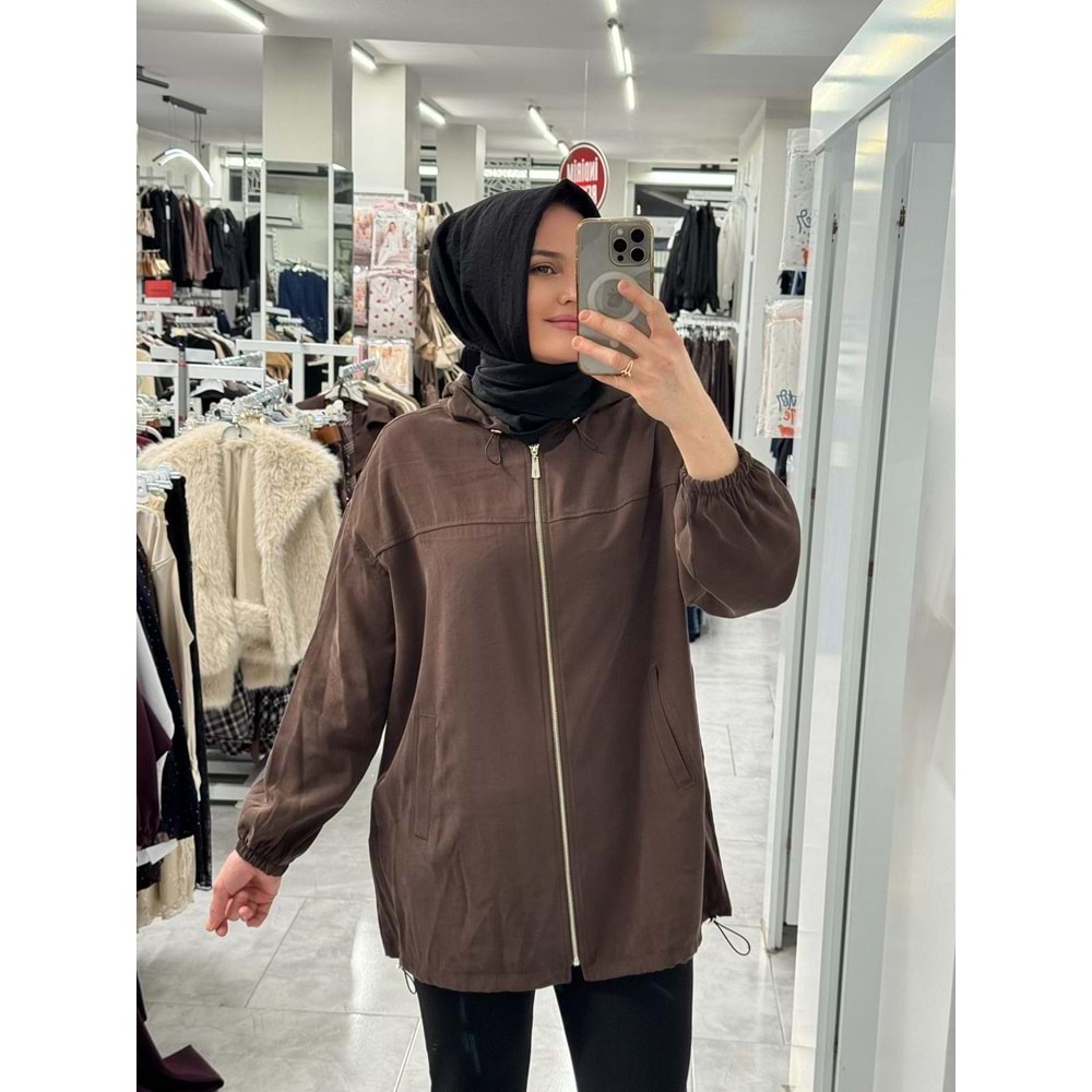 Kesik ve Dikiş Detaylı Bomber Ceket 36649 - Acı Kahve - TEK BEDEN