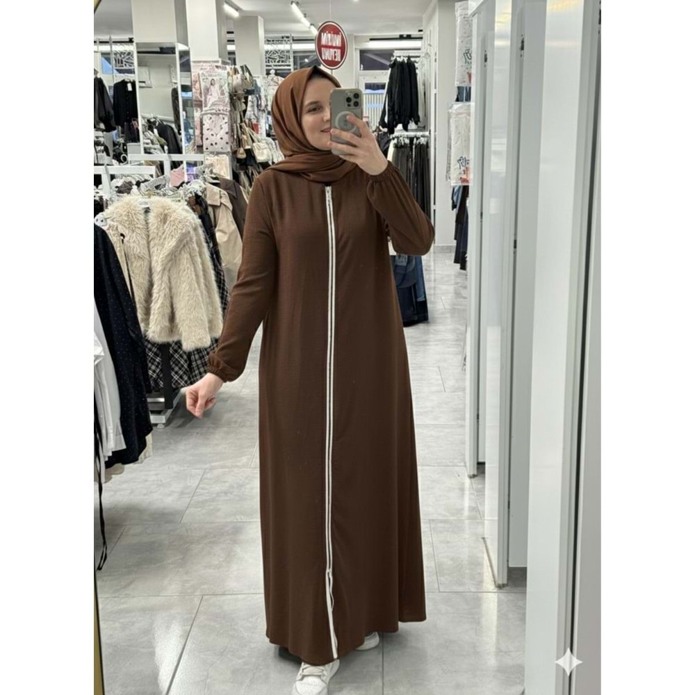 Şeritli Ferace 1404 - Acı Kahve - 42-44 - AZRA07935-62163