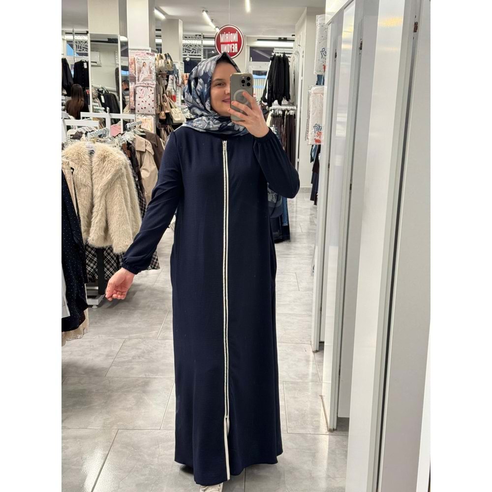 Şeritli Ferace 1404 - Lacivert - 46-48 - AZRA07935-62168