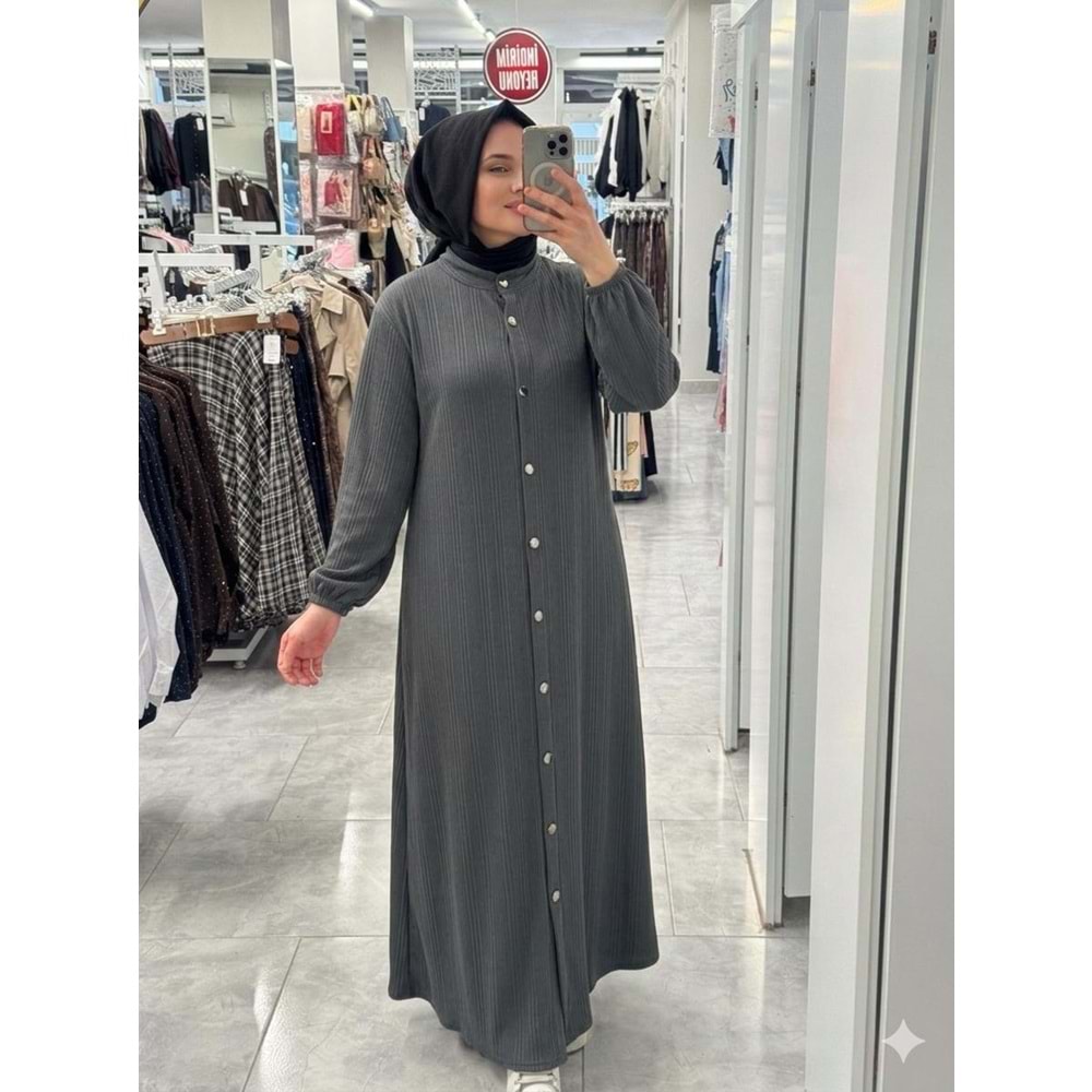 Fitilli Ferace Elbise 1719 - Gri - 50-52 - AZRA07944-62256