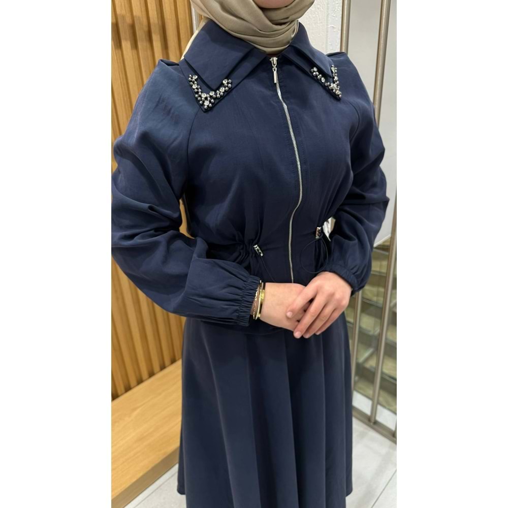 Yakası Taşlı Etekli Takım 8628 - Lacivert - L
