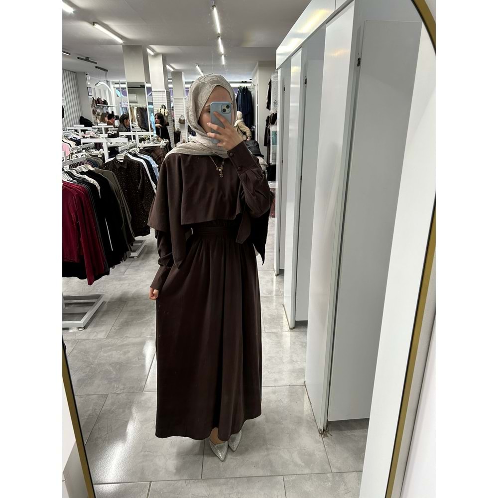 Pelerinli Elbise 26902 - Acı Kahve - S