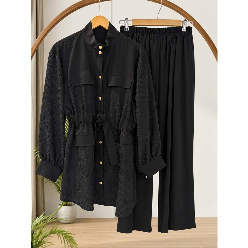 Beli Bağlamalı Bambu Takım 14451 - Siyah - L