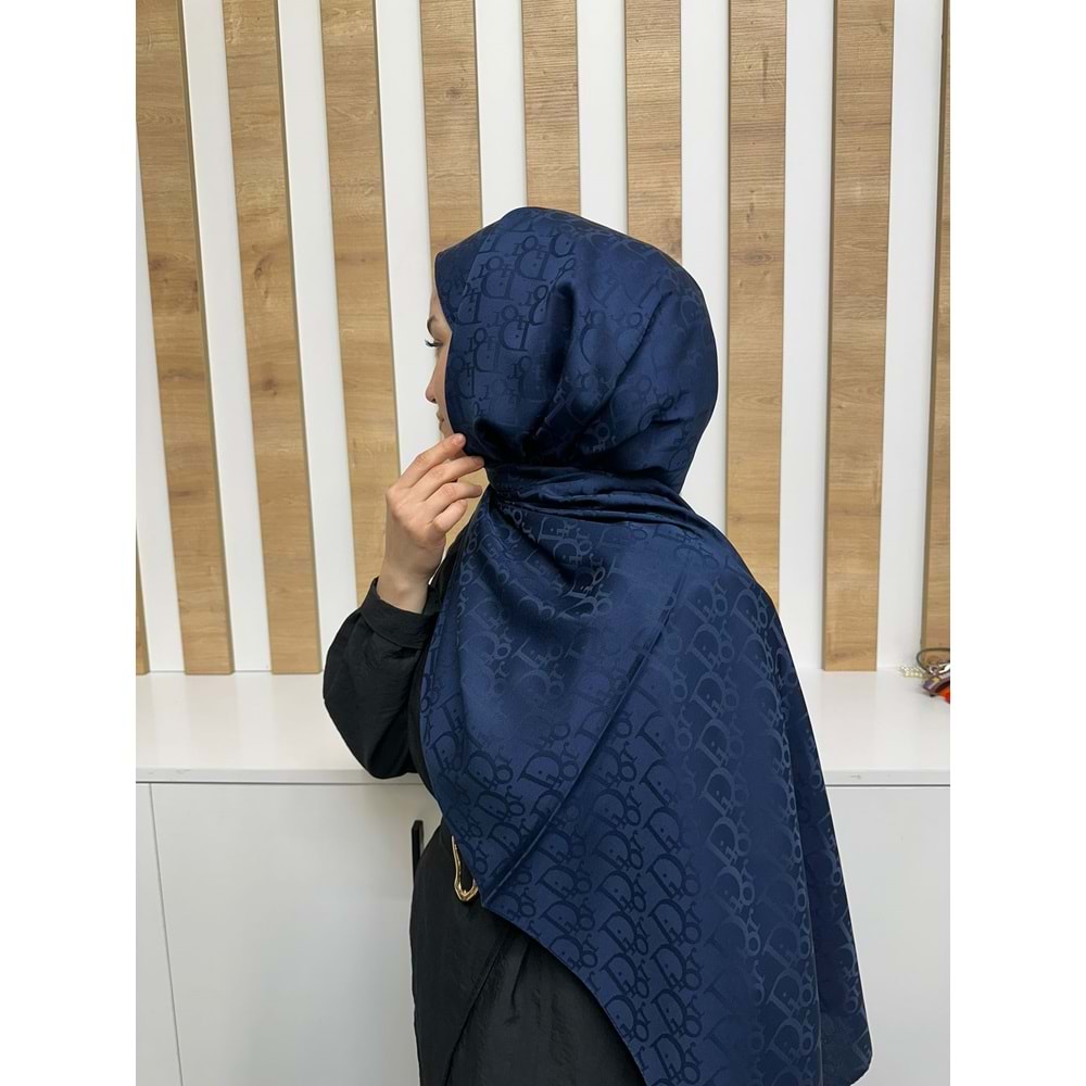 D Desen Şal 1105 - Lacivert - TEK BEDEN