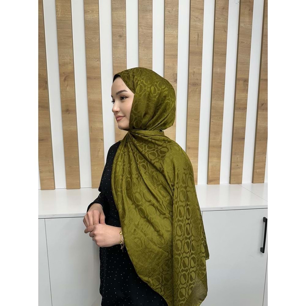 Oval Desenli Aerobin Şal 1112 - Haki - TEK BEDEN