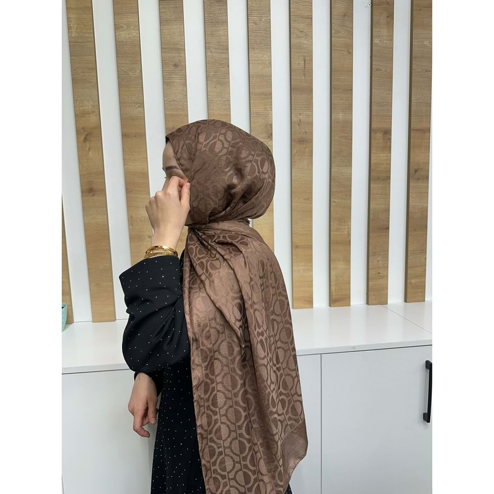 Oval Desenli Aerobin Şal 1112 - Kahve Rengi - TEK BEDEN