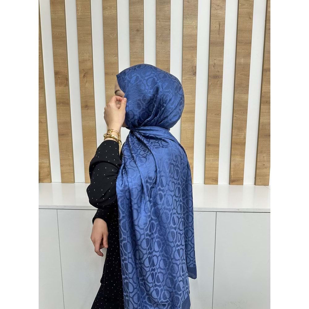 Oval Desenli Aerobin Şal 1112 - Mavi - TEK BEDEN