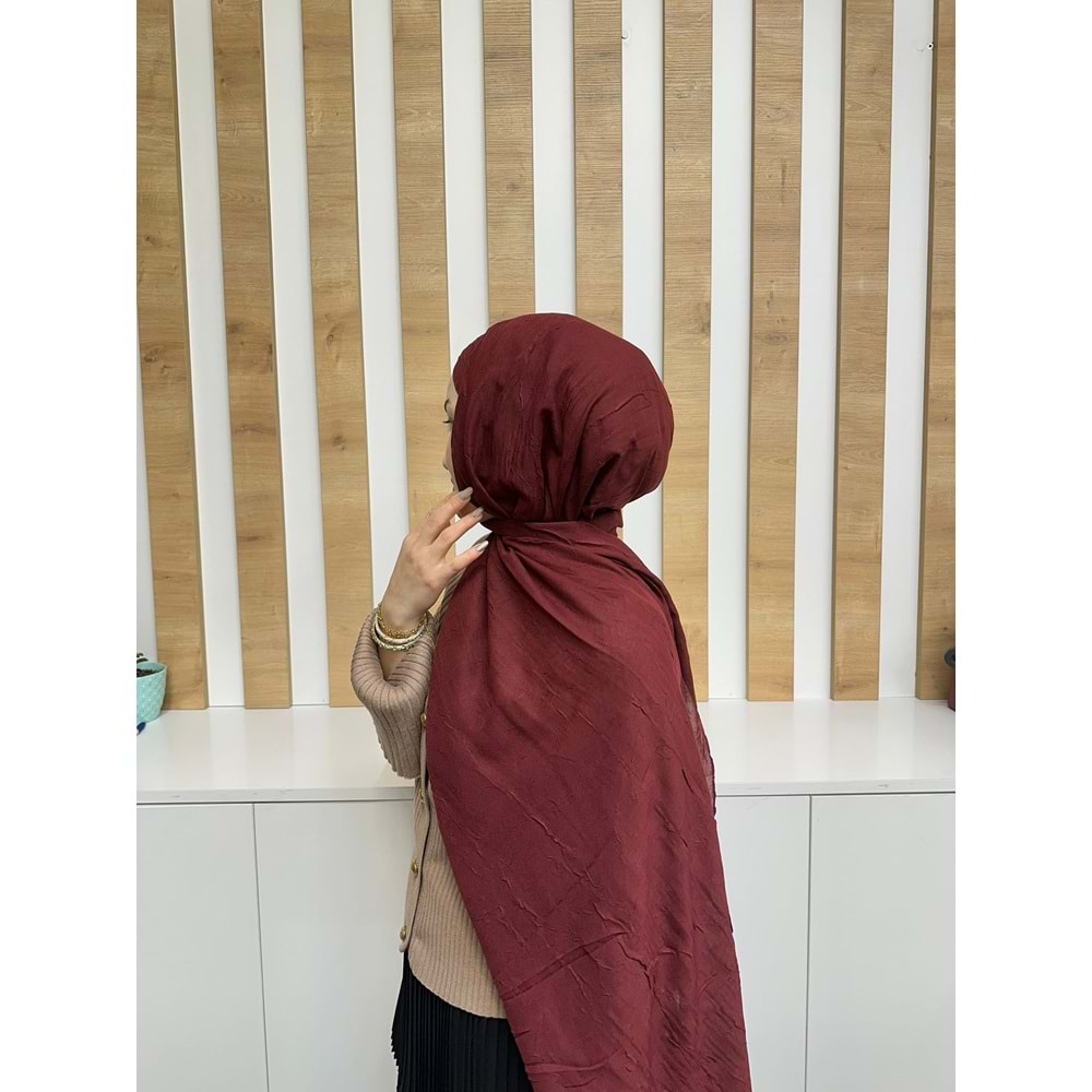 Bambu Şal 1636 - Bordo - TEK BEDEN - AZRA08232-64297