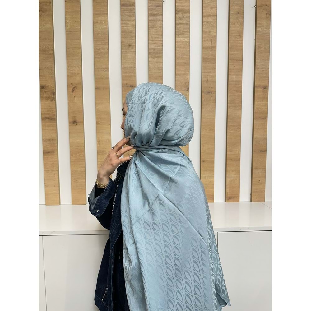 V Desenli Şal 1637 - Bebe Mavisi - TEK BEDEN - AZRA08233-64305