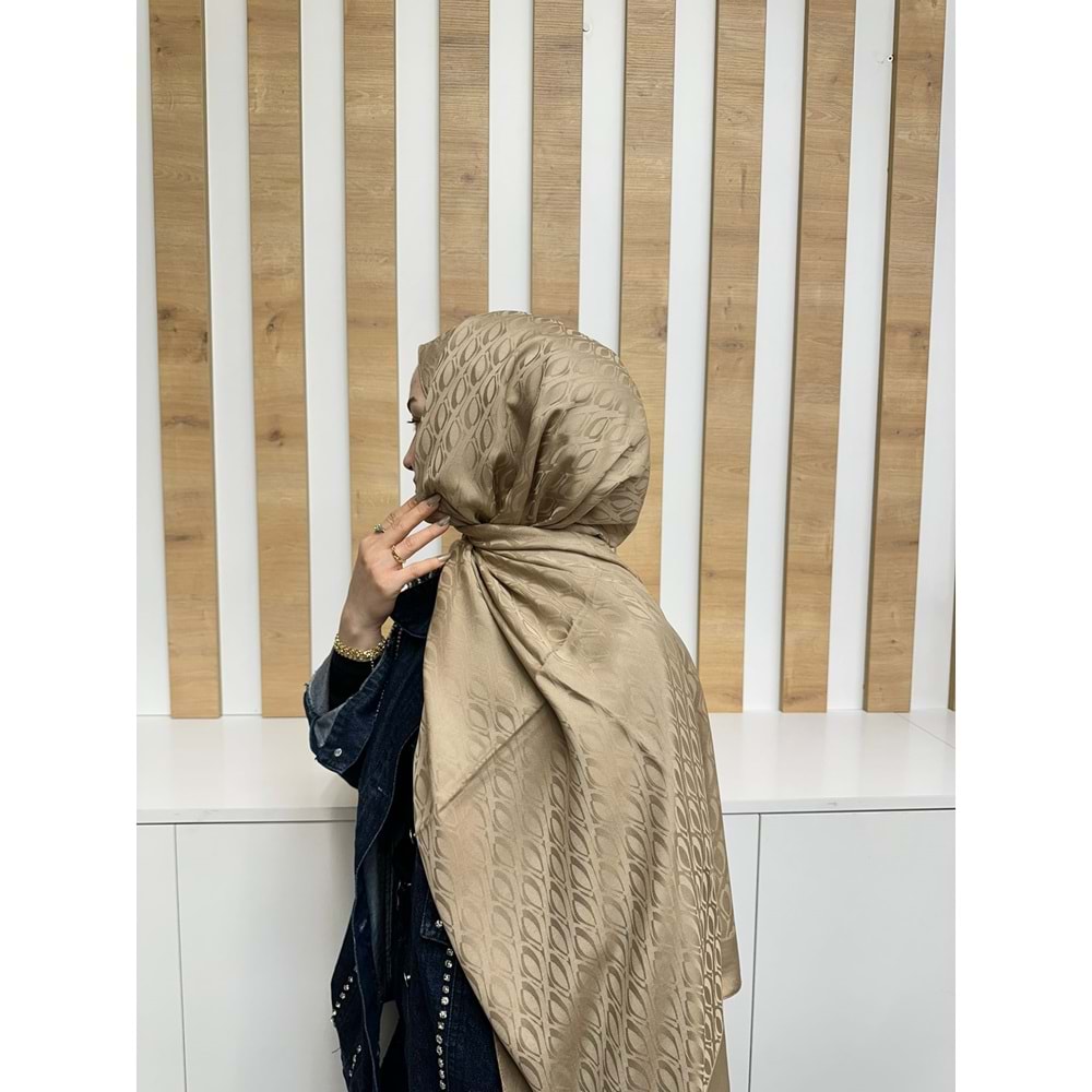 V Desenli Şal 1637 - Camel - TEK BEDEN - AZRA08233-64307