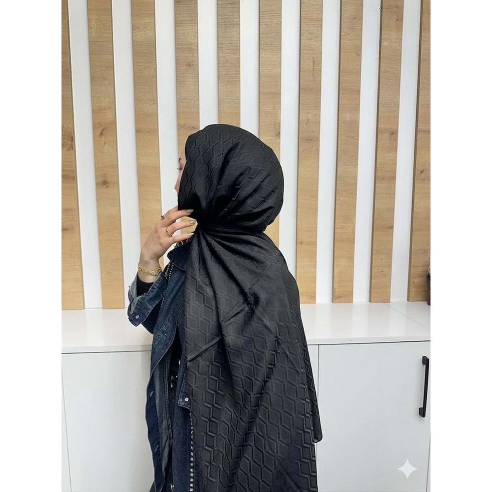 Üçgen Desenli Şal 1640 - Siyah - TEK BEDEN - AZRA08235-64319