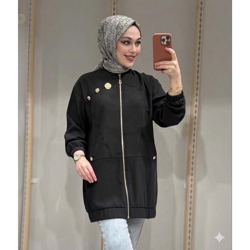 Gold Düğme Detaylı Kap 1524 - Siyah - XL-XXL