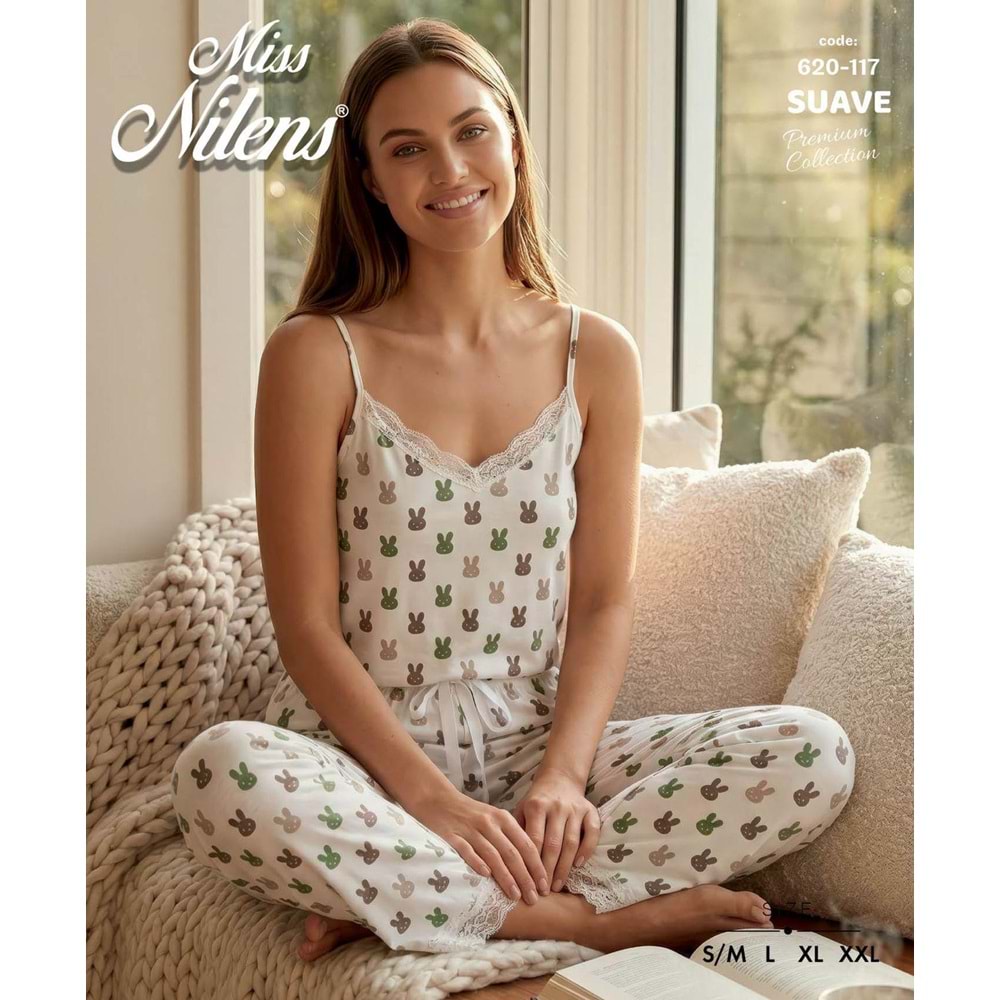 İp Askılı Pijama Takımı 1356 - Yeşil - L - AZRA08335-65394